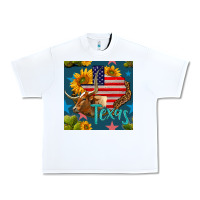 White 4th of july texas map with cow seamless pattern Urban Heavy Tee - BundleAndBundleShop