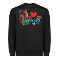 Black valentines day howdy and boots Heavyweight Sweatshirt - AdoDesignShop