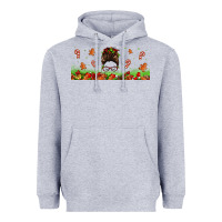 Heather Grey christmas mama messy bun Heavyweight Hoodie - Jasminsmagicworld