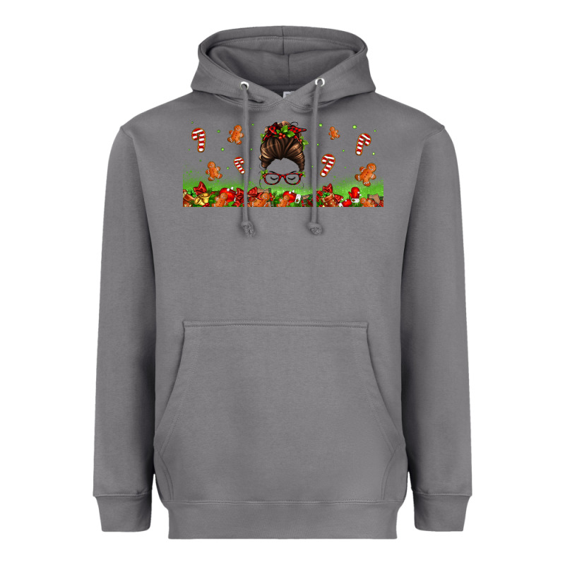 Christmas Mama Messy Bun Heavyweight Hoodie by Jasminsmagicworld | Teevron