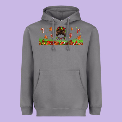 Christmas Mama Messy Bun Heavyweight Hoodie Designed By Jasminsmagicworld