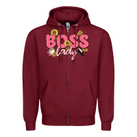 Burgundy boss lady Zipper Hoodie - MaliasSmallBusiness