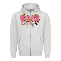 Dove Grey boss lady Zipper Hoodie - MaliasSmallBusiness