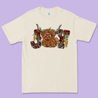 Joy Highland Cow Premium Tee Designed By Ranaportraitstore