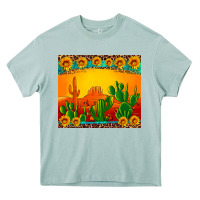 Arona desert sunset with cactus sunflowers and leopard Heavy Core Tee - Artiststas