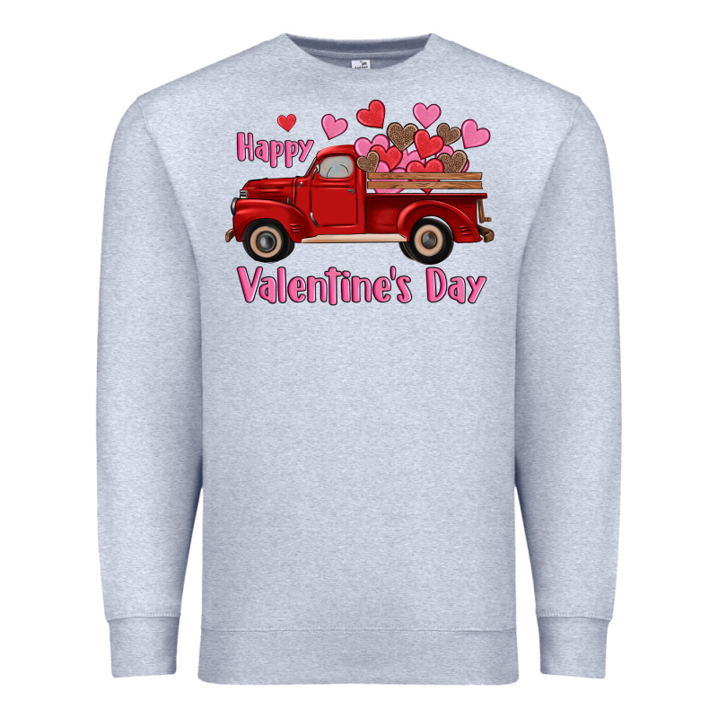 Happy Valentine's Day Truck Hearts Premium Sweatshirt by RanaPortraitStore | Teevron