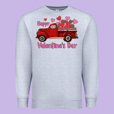 Happy Valentine's Day Truck Hearts Premium Sweatshirt Designed By Ranaportraitstore