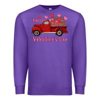 Purple happy valentine's day truck hearts Premium Sweatshirt - RanaPortraitStore