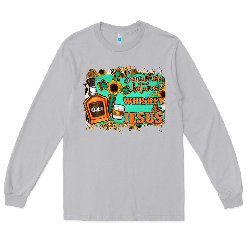 Somewhere Between Whiskey And Jesus Long Sleeve Tee by Jasminsmagicworld | Teevron