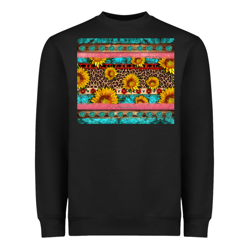 Western Sunflowers Turquoise Heavyweight Sweatshirt by Artiststas | Teevron