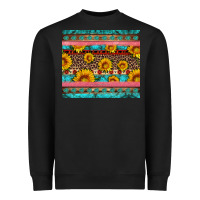 Black western sunflowers turquoise Heavyweight Sweatshirt - Artiststas
