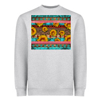 Heather Grey western sunflowers turquoise Heavyweight Sweatshirt - Artiststas