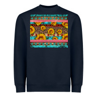 Navy western sunflowers turquoise Heavyweight Sweatshirt - Artiststas