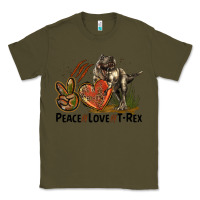 Army Green Western Peace Love T-Rex Classic Tee - LillyAllenDesigns