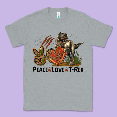 Western Peace Love T-rex Classic Tee Designed By Lillyallendesigns