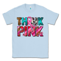 Dusty Blue think pink cancer ribbon Classic Tee - AdoDesignShop