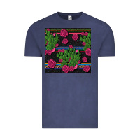 Vintage Denim mexican rose and cactus seamless pattern Vintage Tee - BundleAndBundleShop