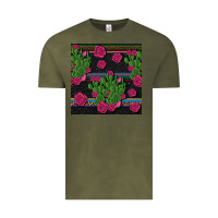 Vintage Olive mexican rose and cactus seamless pattern Vintage Tee - BundleAndBundleShop