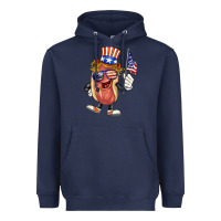 Navy 4th of july hot dog Heavyweight Hoodie - BarkalooDesign