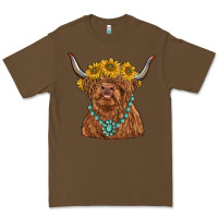 Cacao highland cow with sunflower and gemstone Premium Tee - RanaPortraitStore