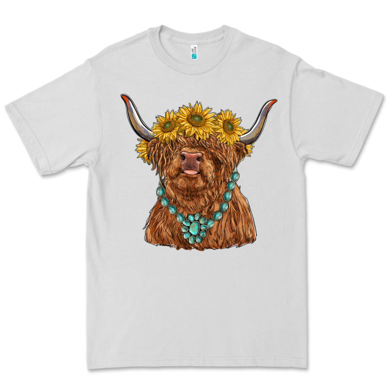 Highland Cow With Sunflower And Gemstone Premium Tee by RanaPortraitStore | Teevron