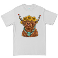 Dove Grey highland cow with sunflower and gemstone Premium Tee - RanaPortraitStore