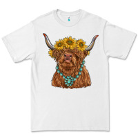 White highland cow with sunflower and gemstone Premium Tee - RanaPortraitStore