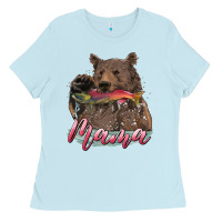 Baby Blue Mother's Day Mama Bear Hunting Fish Ladies Tee - RanaPortraitStore