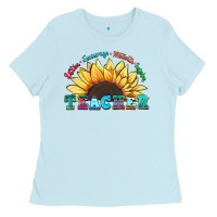 Baby Blue teacher sunflower listen encourage motivate inspir Ladies Tee - Zillion Design Studio