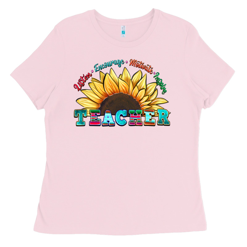Teacher Sunflower Listen Encourage Motivate Inspir Ladies Tee by Zillion Design Studio | Teevron
