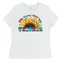 White teacher sunflower listen encourage motivate inspir Ladies Tee - Zillion Design Studio