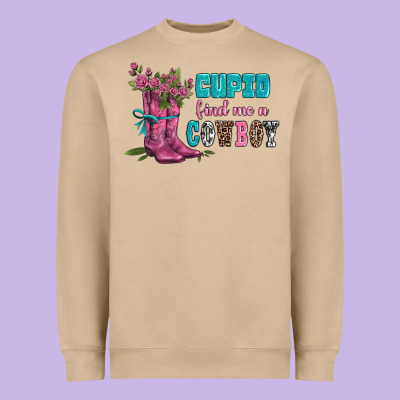 Velantines Day Cupid Find Me A Cowboy Heavyweight Sweatshirt Designed By Adodesignshop