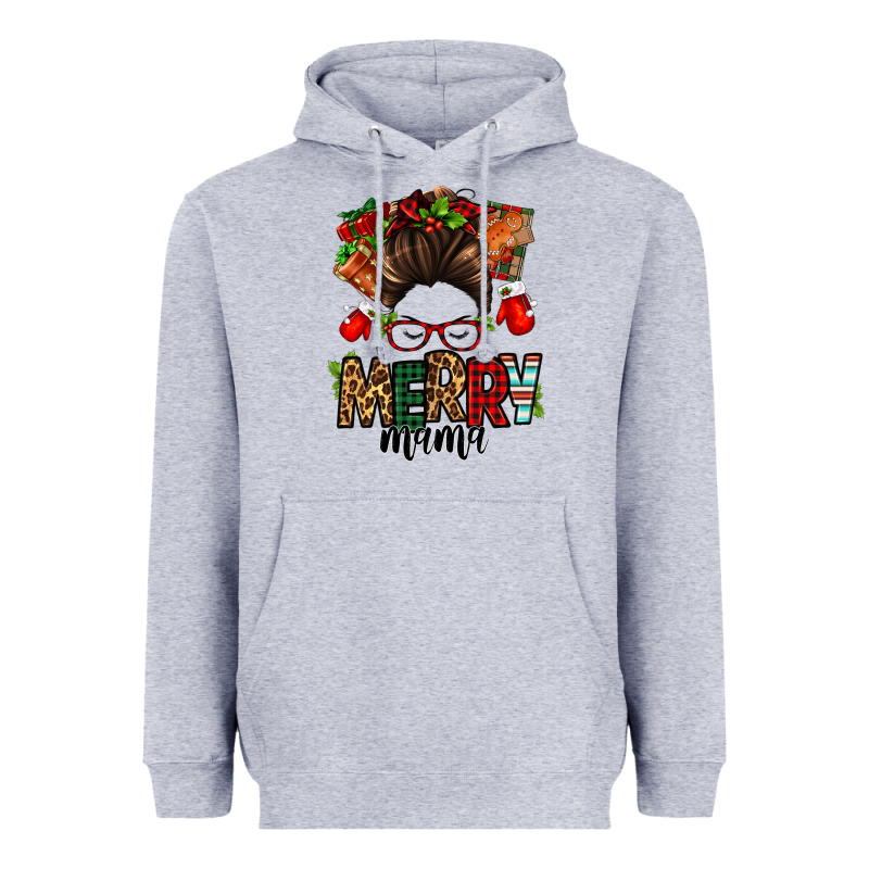 Christmas Merry Mama Messy Bun Heavyweight Hoodie by Jasminsmagicworld | Teevron