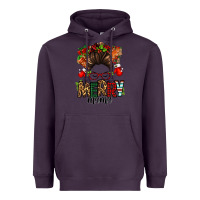 Plum Christmas merry mama messy bun Heavyweight Hoodie - Jasminsmagicworld