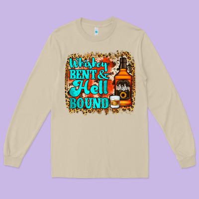 Whiskey Bent And Hell Bound Long Sleeve Tee Designed By Jasminsmagicworld