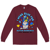 Burgundy i wear blue for autism awareness Long Sleeve Tee - JahusDesignShop