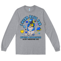 Heather Grey i wear blue for autism awareness Long Sleeve Tee - JahusDesignShop