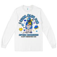 White i wear blue for autism awareness Long Sleeve Tee - JahusDesignShop