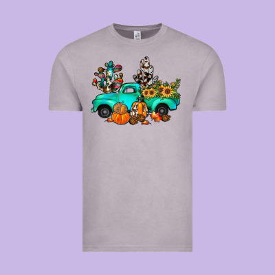 Cactus Pumpkin Truck Fall Vintage Tee Designed By Jahusdesignshop