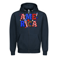 Navy America Zipper Hoodie - NancyCooperArtShop