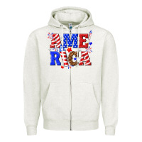 Oatmeal Heather America Zipper Hoodie - NancyCooperArtShop