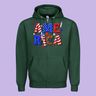America Zipper Hoodie Designed By Nancycooperartshop