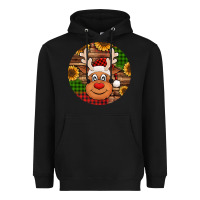 Black cute reindeer head Christmas Heavyweight Hoodie - Jasminsmagicworld