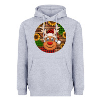 Heather Grey cute reindeer head Christmas Heavyweight Hoodie - Jasminsmagicworld