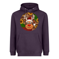Plum cute reindeer head Christmas Heavyweight Hoodie - Jasminsmagicworld