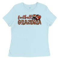 Baby Blue football grandma with leopard Ladies Tee - texasbilliewilder