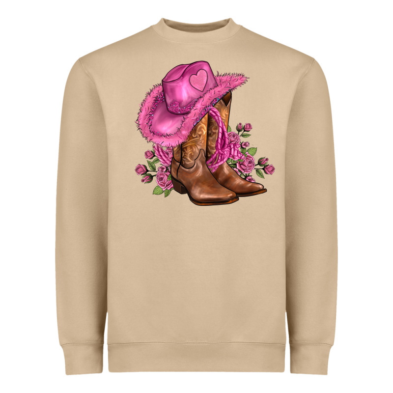Valentines Day Boots Cowgirl Hat And Roses Heavyweight Sweatshirt by AdoDesignShop | Teevron