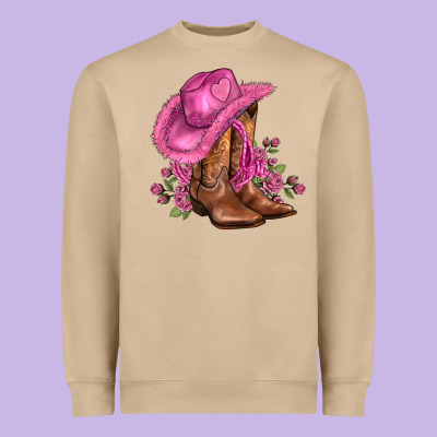 Valentines Day Boots Cowgirl Hat And Roses Heavyweight Sweatshirt Designed By Adodesignshop