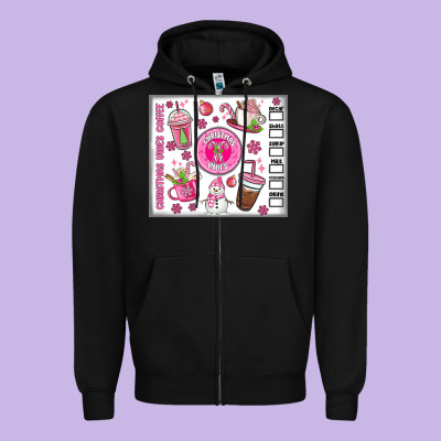 Christmas Vibes Coffee Zipper Hoodie Designed By Maliassmallbusiness