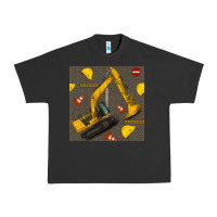 Pigment Black excavator seamless pattern Urban Heavy Tee - BundleAndBundleShop